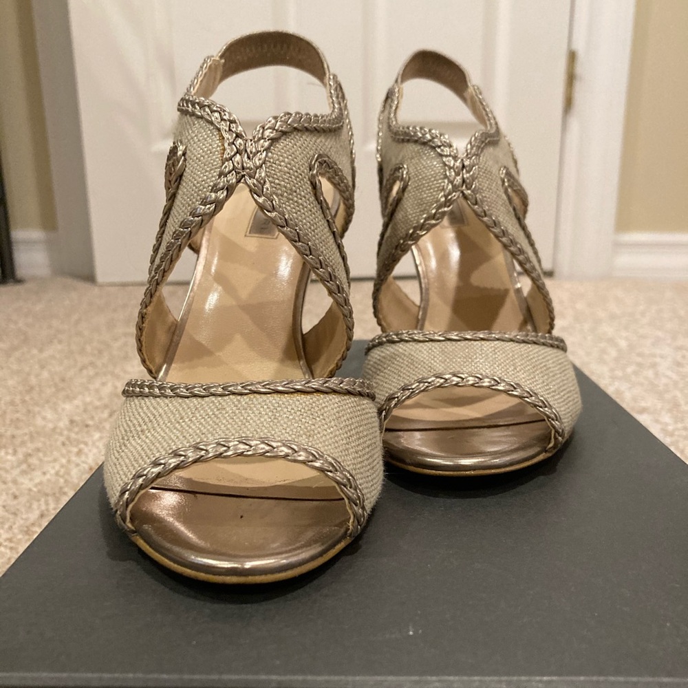 Tahari Open Toe Braided Heels. Size 6.5